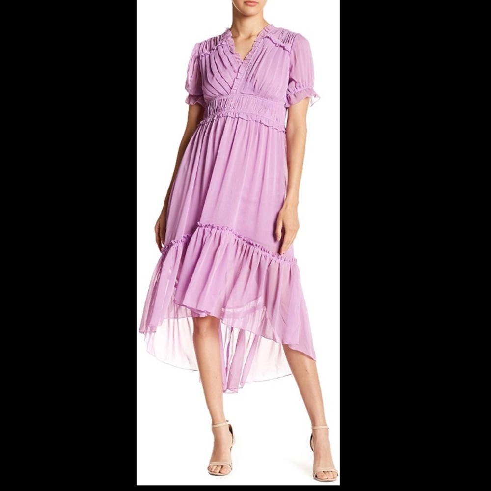 Romeo & Juliet Couture Pleated Violet Ruffle Dress